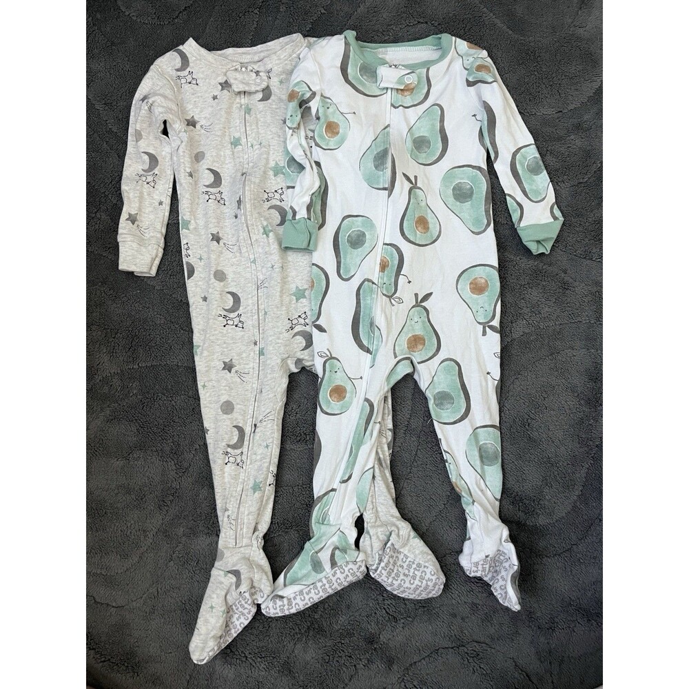 Simple Joys by Carter's 12M 2pc Footed Zip Cotton Knit Sleepers